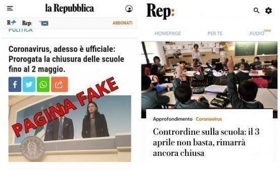 Finta pagina di Repubblica: la riapertura delle scuole prevista per il 2 maggio è una fake news